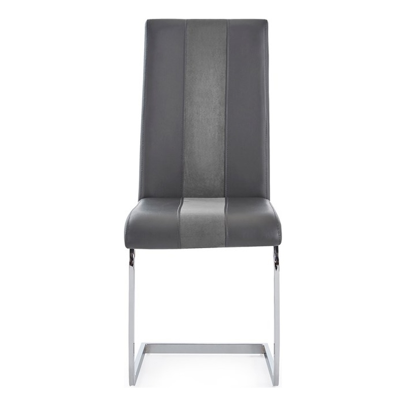 Gray Faux Leather Dining Chairs with Silver Metal Base (Set of 4)