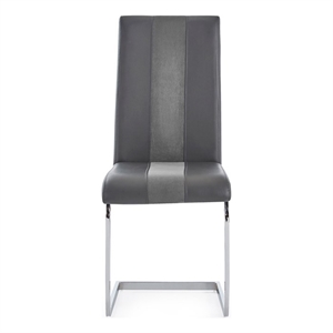 Gray Faux Leather Dining Chairs with Silver Metal Base (Set of 4)