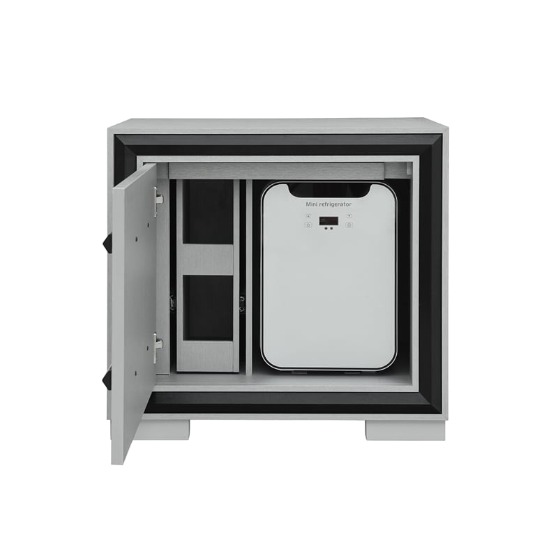 Amelia Grey/Black Nightstand with Cooler and Speaker