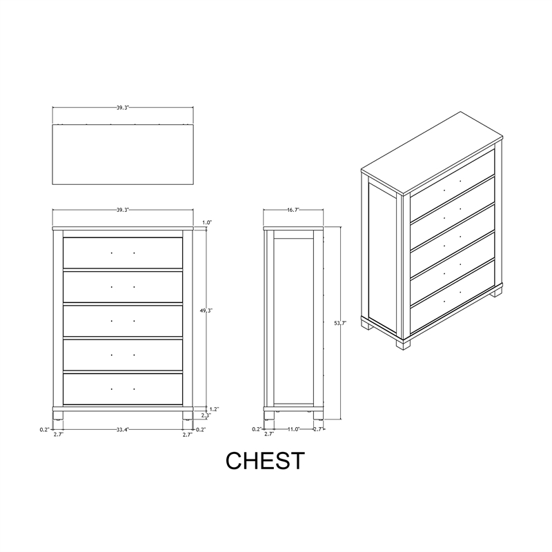 Ashley Brown Industrial Hardware 5 Drawer Chest