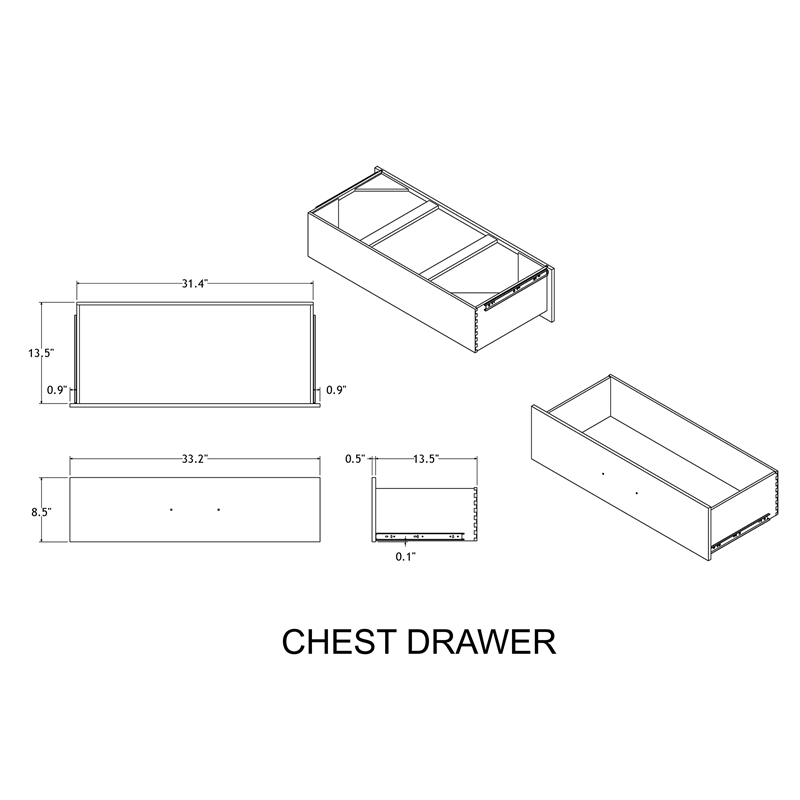 Ashley Brown Industrial Hardware 5 Drawer Chest