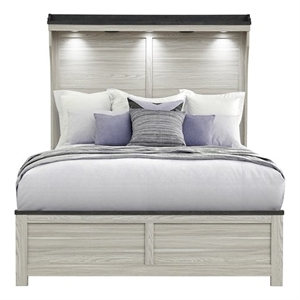 Ashley Brown Solid and manufactured King Bed with Led Light Headboard