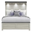 Ashley Brown Solid and manufactured King Bed with Led Light Headboard