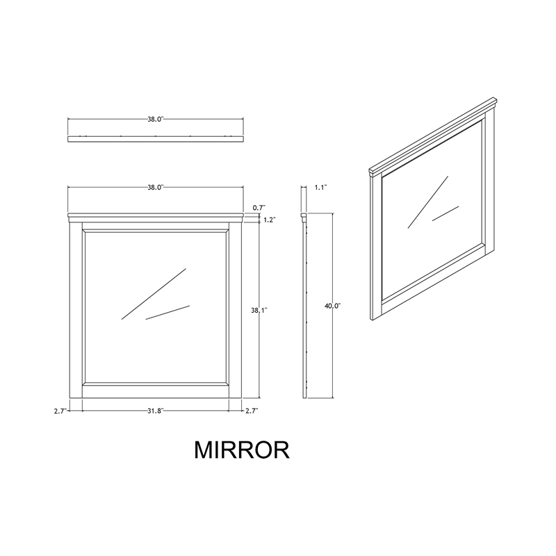 Ashley Brown Large Bedroom Dresser Mirror