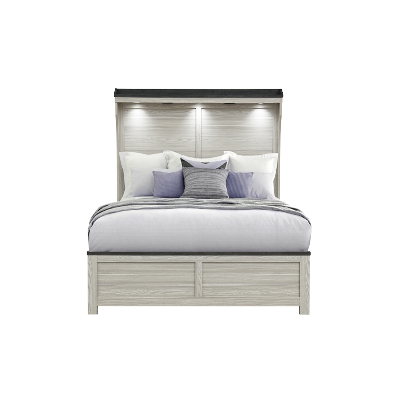 Ashley Brown Lighted headboard Solid and Engineered Wood Queen Bed