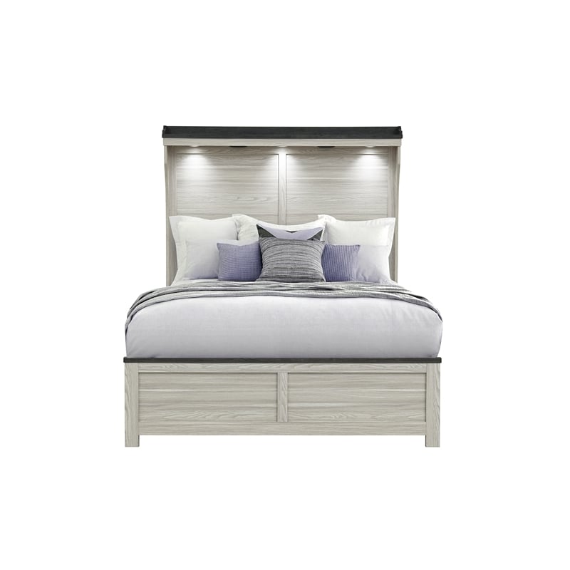 Ashley Brown Lighted Headboard Solid and Engineered Wood  5PC Queen bedroom Set