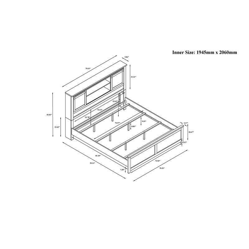 Ava Beige Bookcase Headboard 5PC King Bedroom Set