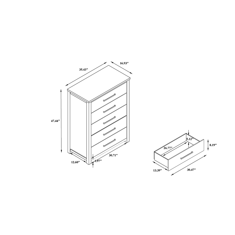 Ava Beige Bookcase Headboard 5PC King Bedroom Set
