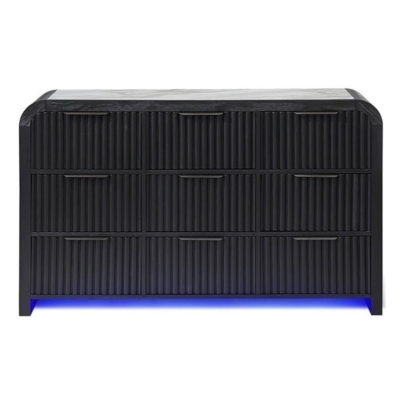 Beckett Black and White Solid and Engineered Wood Spacious Drawer Dresser