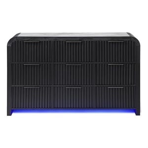 Beckett Black and White Solid and Engineered Wood Spacious Drawer Dresser