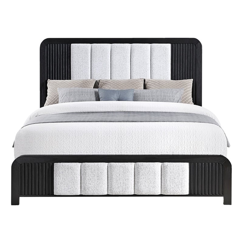 Beckett Black and White Curved Edges Panel King Bed