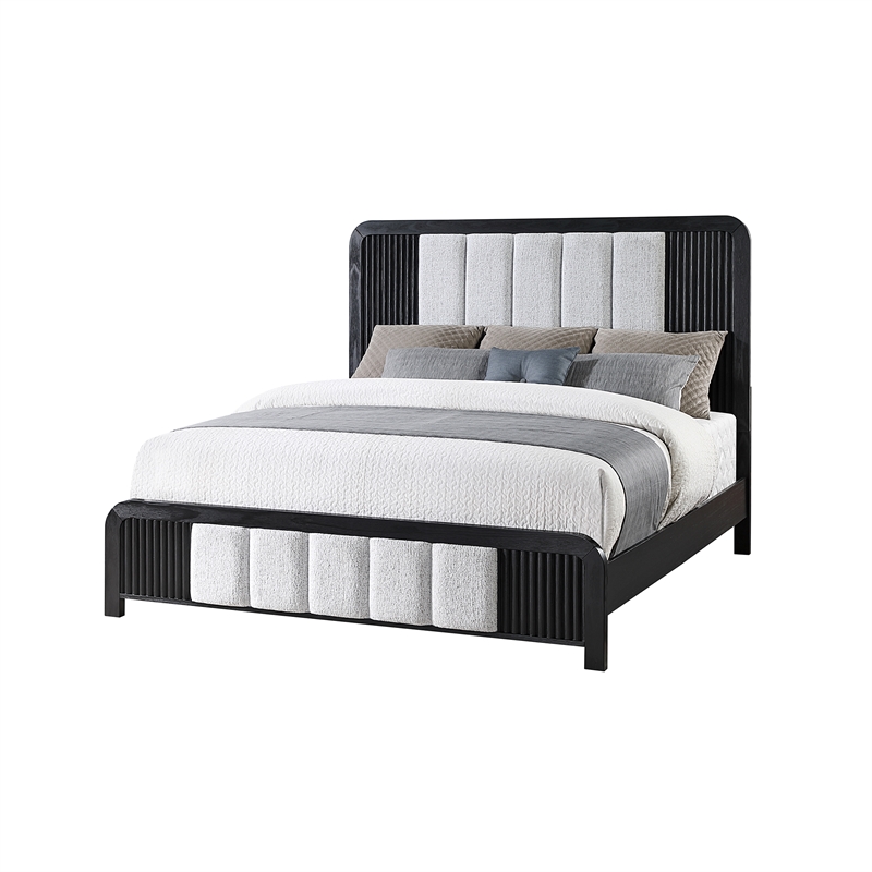 Beckett Black and White Curved Edges Panel King Bed