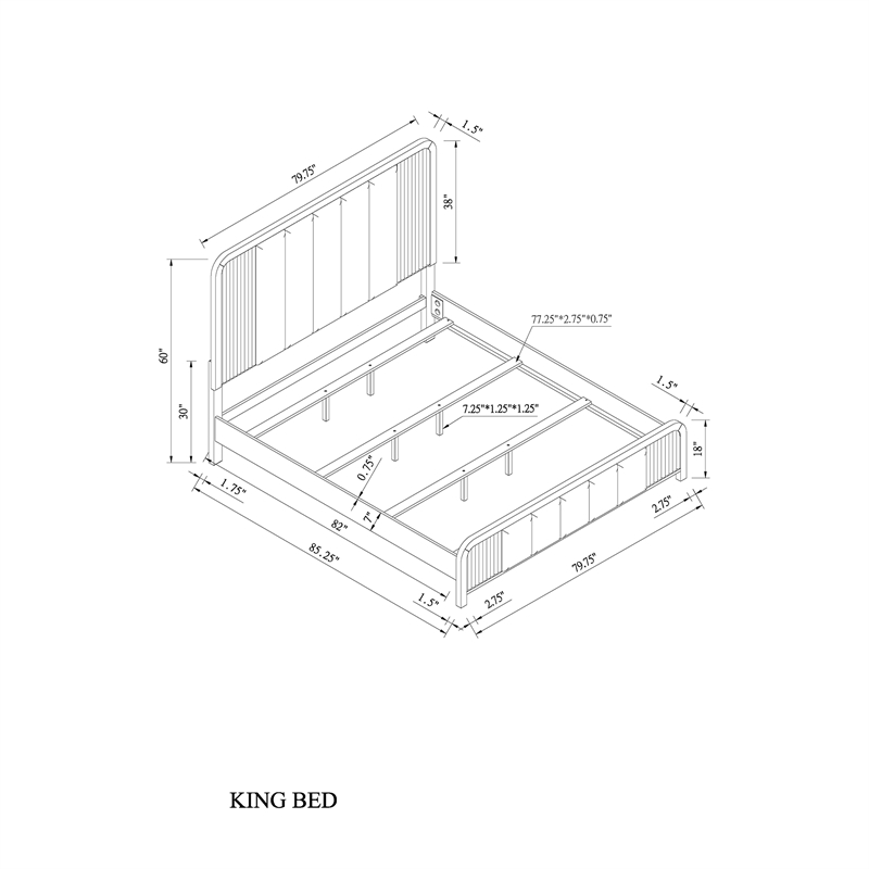Beckett Black and White Curved Edges Panel King Bed