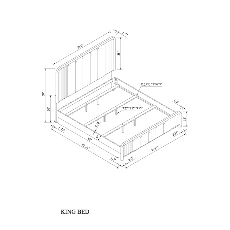 Beckett Black and White Rounded Edge 5PC King bedroom Set