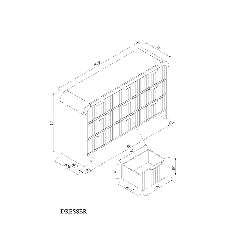 Beckett Black and White Rounded Edge 5PC King bedroom Set
