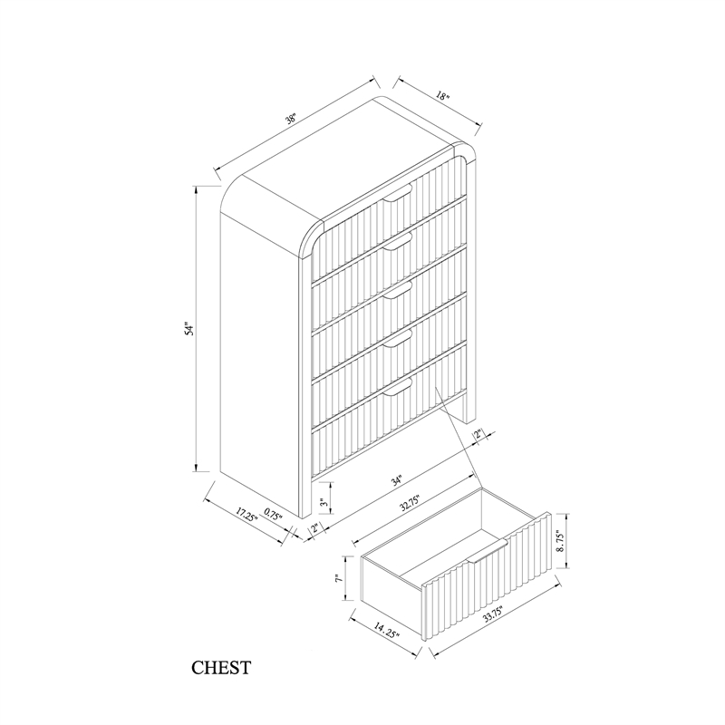 Beckett Black and White Rounded Edge 5PC King bedroom Set