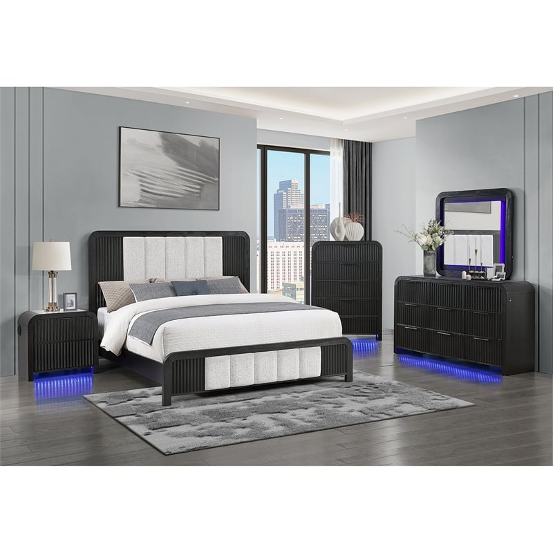 Beckett Black and White Rounded Edge 5PC King bedroom Set