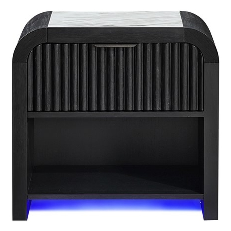 Beckett Black and White Nightstand with LED and Speaker