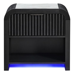 Beckett Black and White Nightstand with LED and Speaker