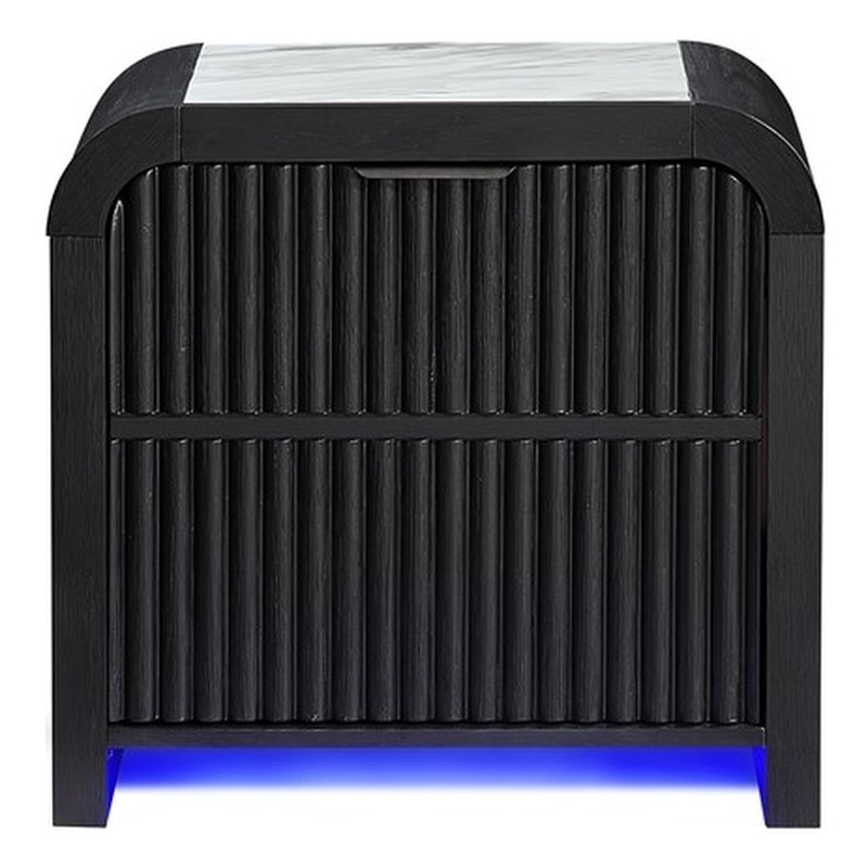 Beckett Black and White Nightstand with LED Cooler and Speaker