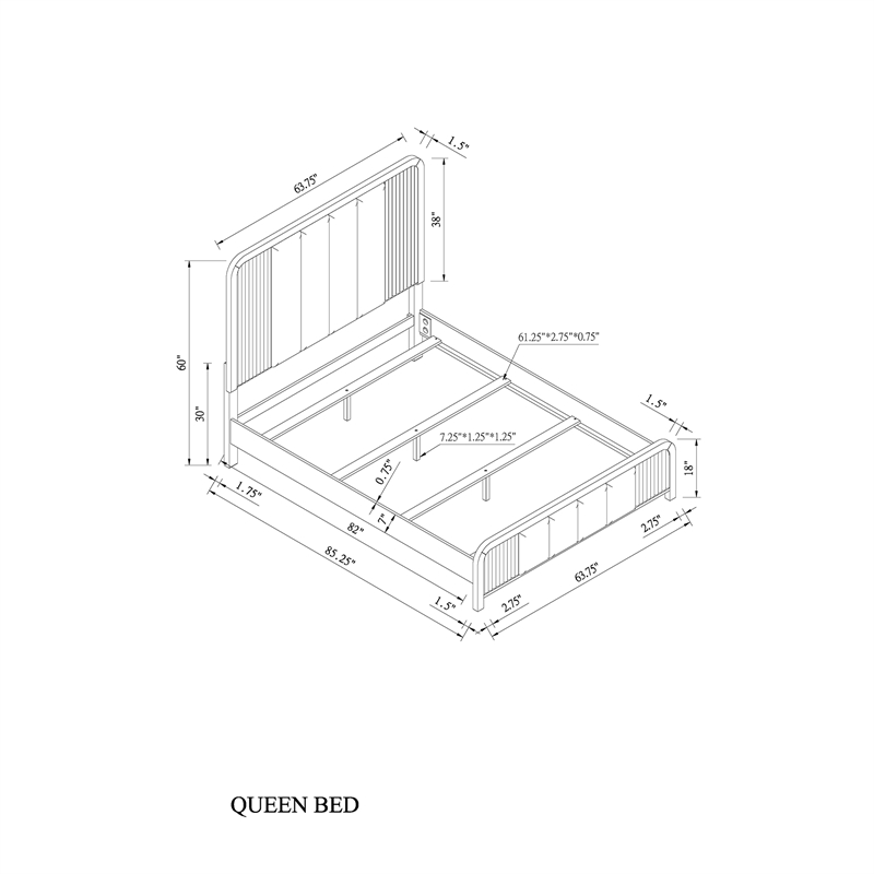 Beckett Black and White Rounded Edge Queen bed