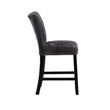 D06 Upholstered Plush Dark Gray Fabric Barstool Set of 2
