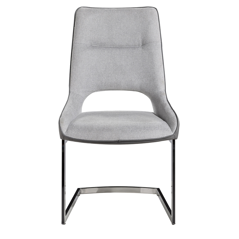 D1119 fABRIC Gray Metal Dining Chairs (Set of 2)