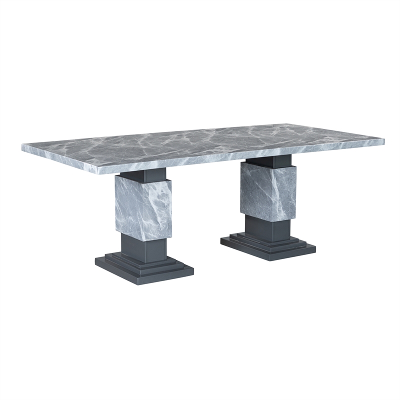 D1212 Gray Double pedestal Dining table