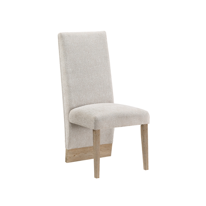 D12 Wood Beige and Natural Upholstered Set of 2 Dining Chairs