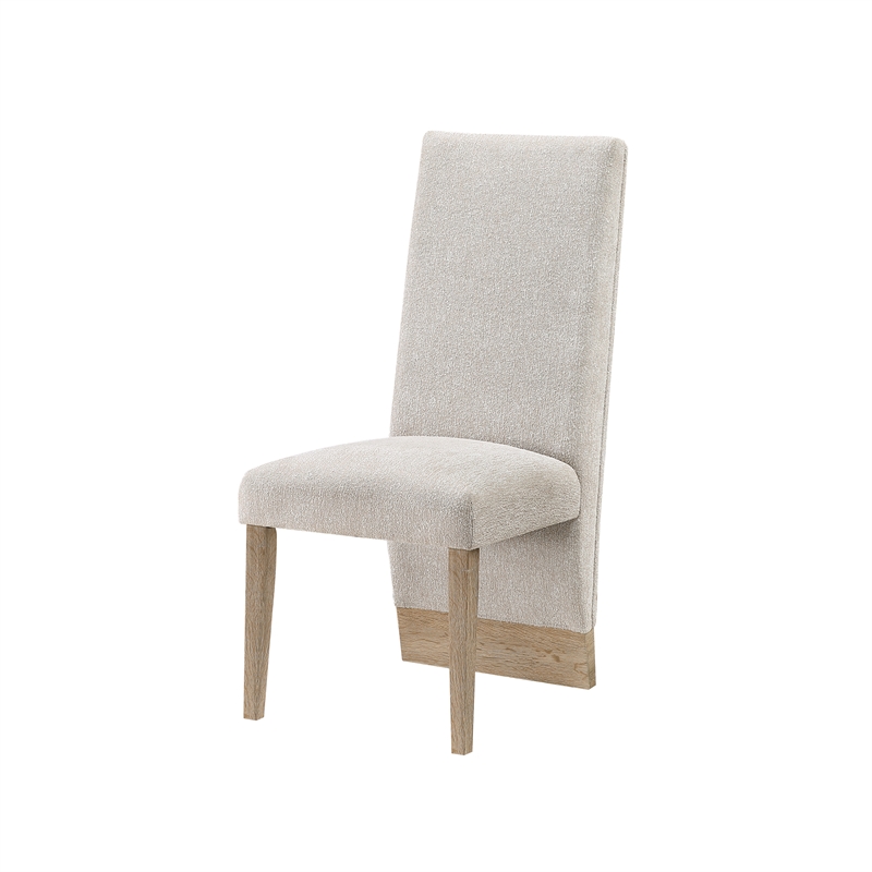 D12 Wood Beige and Natural Upholstered Set of 2 Dining Chairs