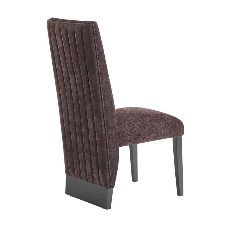 D12 Wood Upholstered Plush Brown Set of 2 Dining Chair