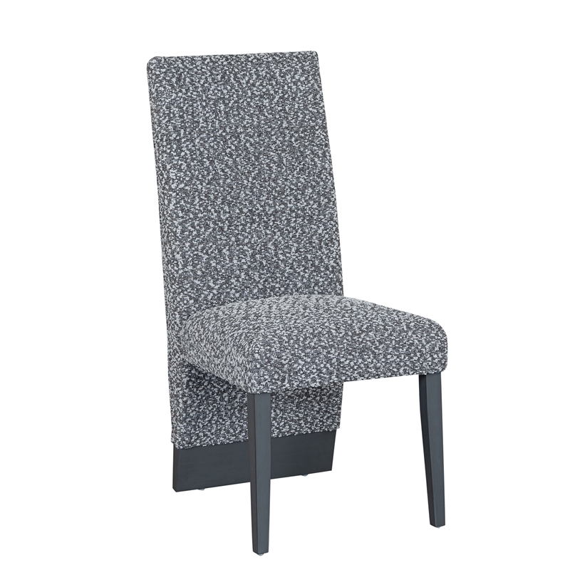 D12 Wood and Upholstered White and Grey Set of 2 Dining Chairs