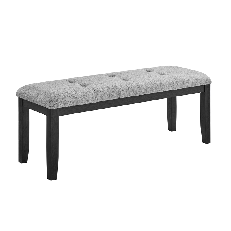 D1319 Light Grey Wooden Padded upholstered Bench