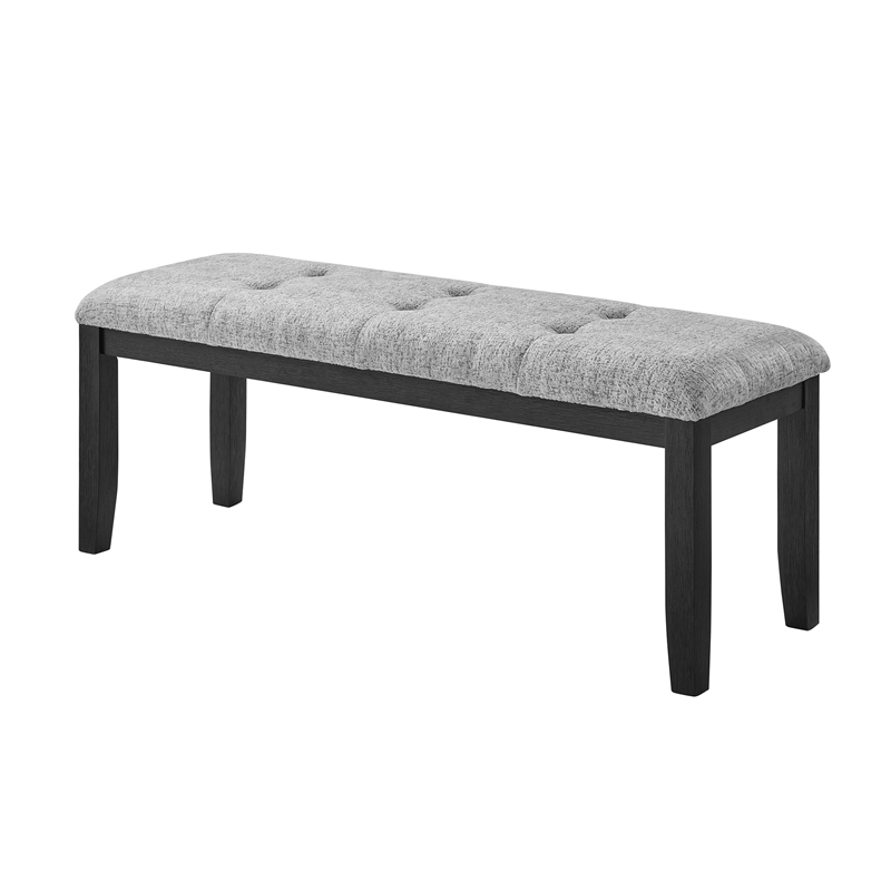 D1319 Light Grey Wooden Padded upholstered Bench