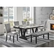 D1319 Light Grey Wooden Padded upholstered Bench