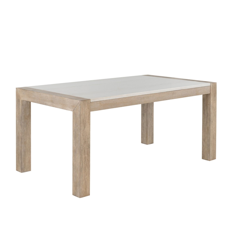 D1321 Marble Top Natural Wood Finish Dining Table