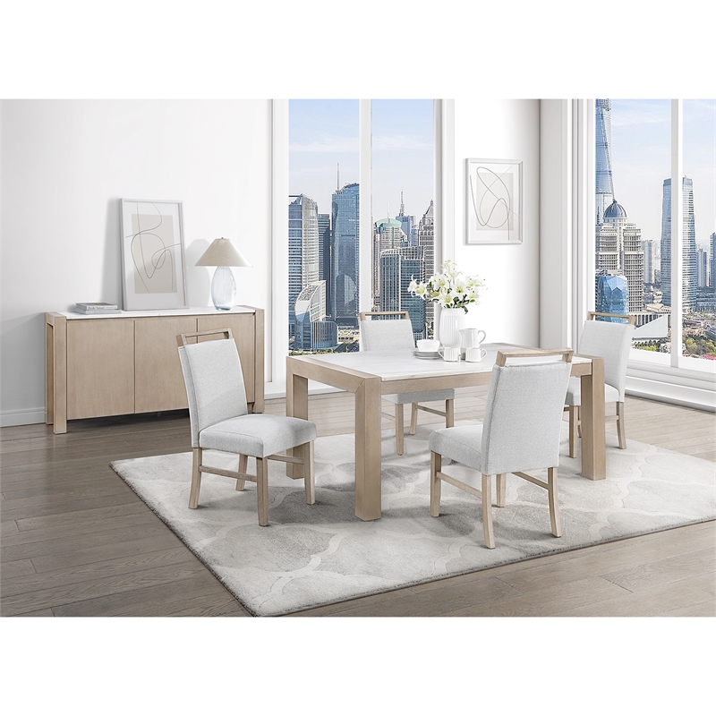 D1321 Light Gray Wooden Buffer with Cabinets and Shelves