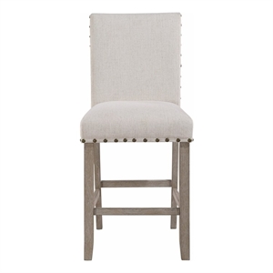 D1622 Soft Textured White Fabric Barstool Set of 2