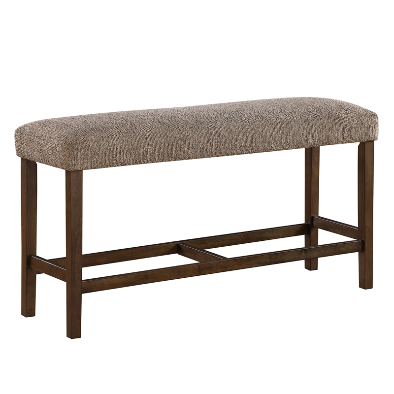 D4355 Brown Wooden Bar Table (4) Padded Chair and Bar Bench Set