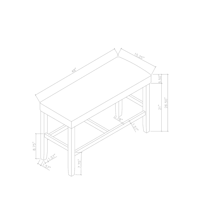 D4355 Brown Wooden Bar Table (4) Padded Chair and Bar Bench Set