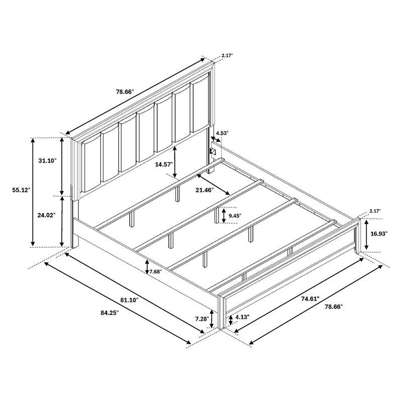 Elsie Gray Wash Wooden 5PC King Bedroom Set