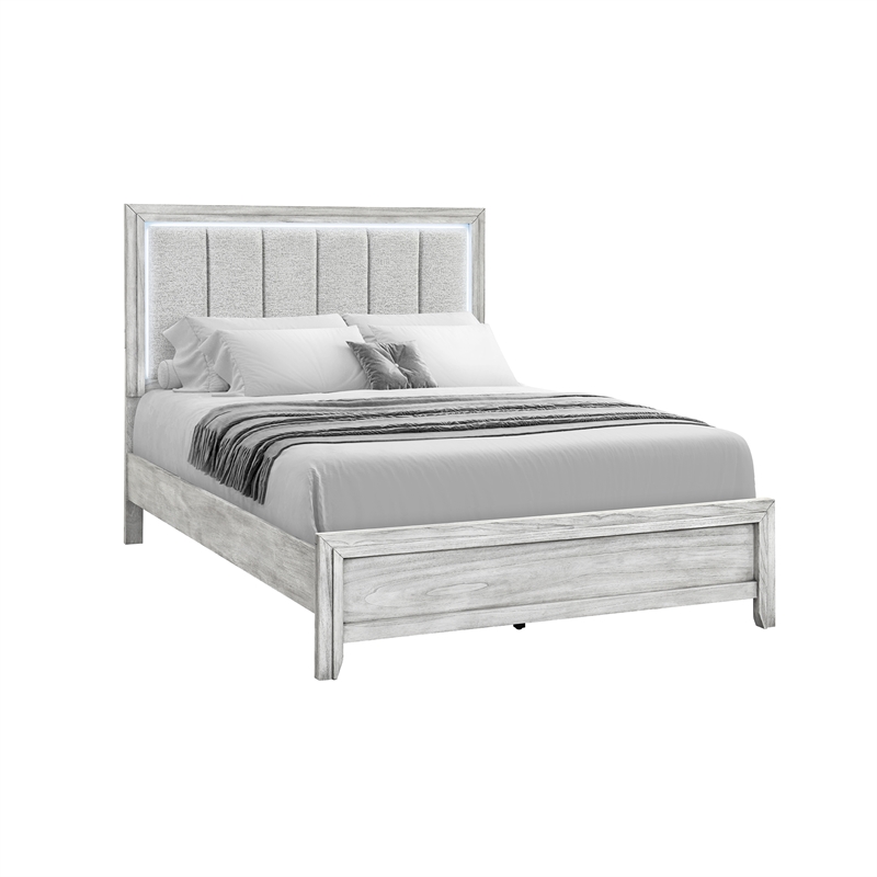 Elsie Washed Gray Wooden 5PC Queen Bedroom Set