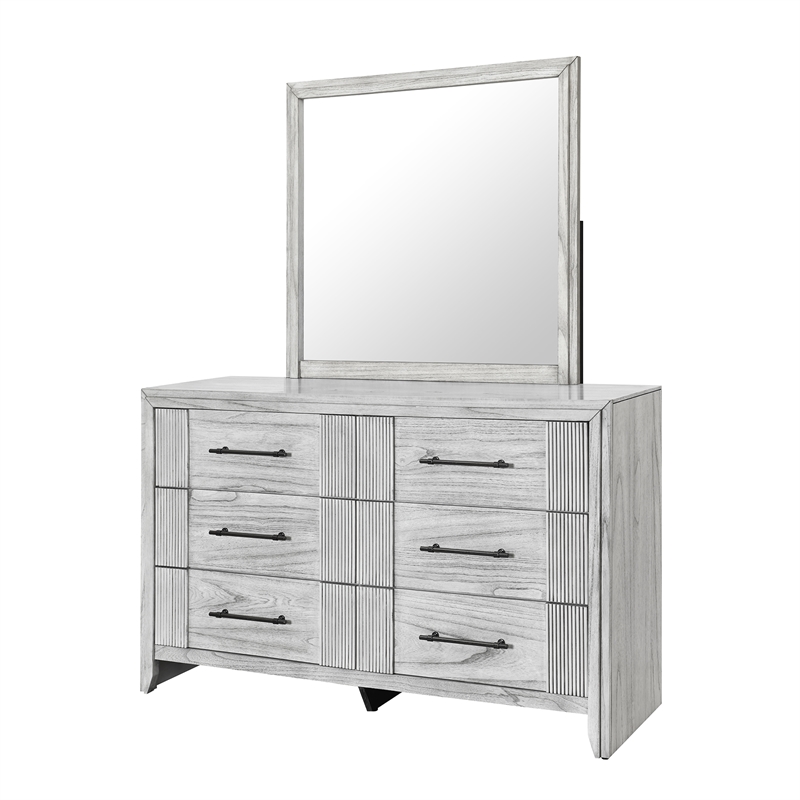 Elsie Washed Gray Large Scale Glass Mirror