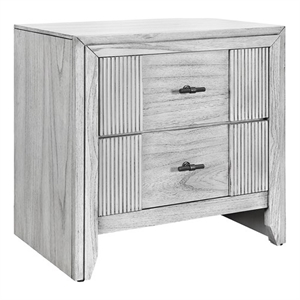 Elsie Washed Gray Wooden 2 Drawer Nightstand
