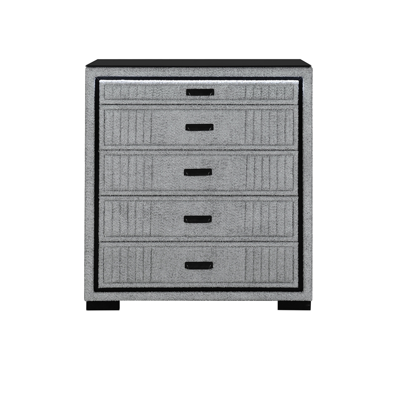 Isabella Fully Upholstered Grey 5 Drawer Chest