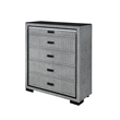 Isabella Fully Upholstered Grey 5 Drawer Chest