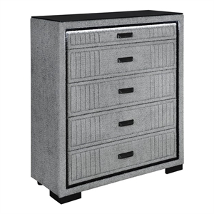 Isabella Fully Upholstered Grey 5 Drawer Chest
