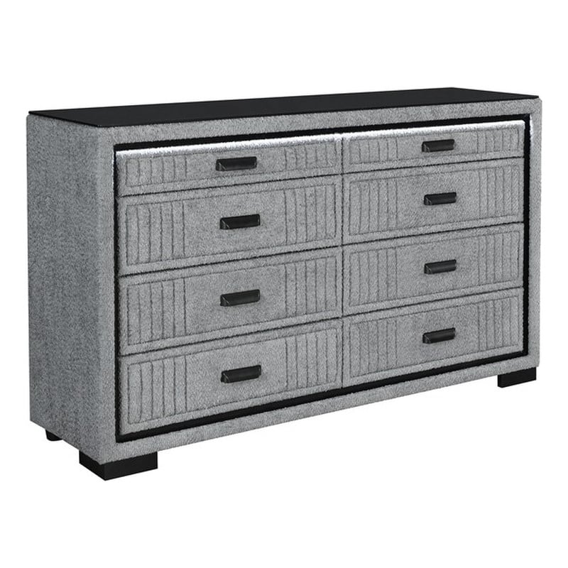Isabella Fully Upholstered Dresser with LED light