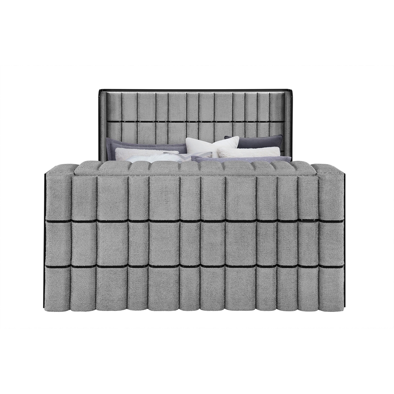 Isabella Gray Fireplace-TV Lift and Speakers King Bed