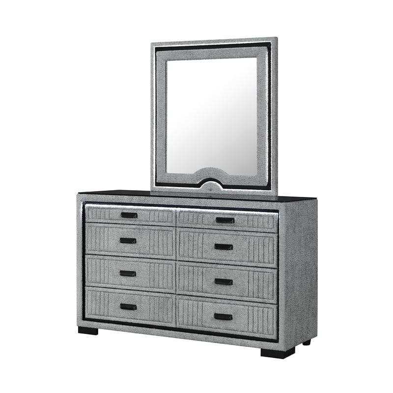 Isabella Gray Upholstered Large Scale Mirror with LED